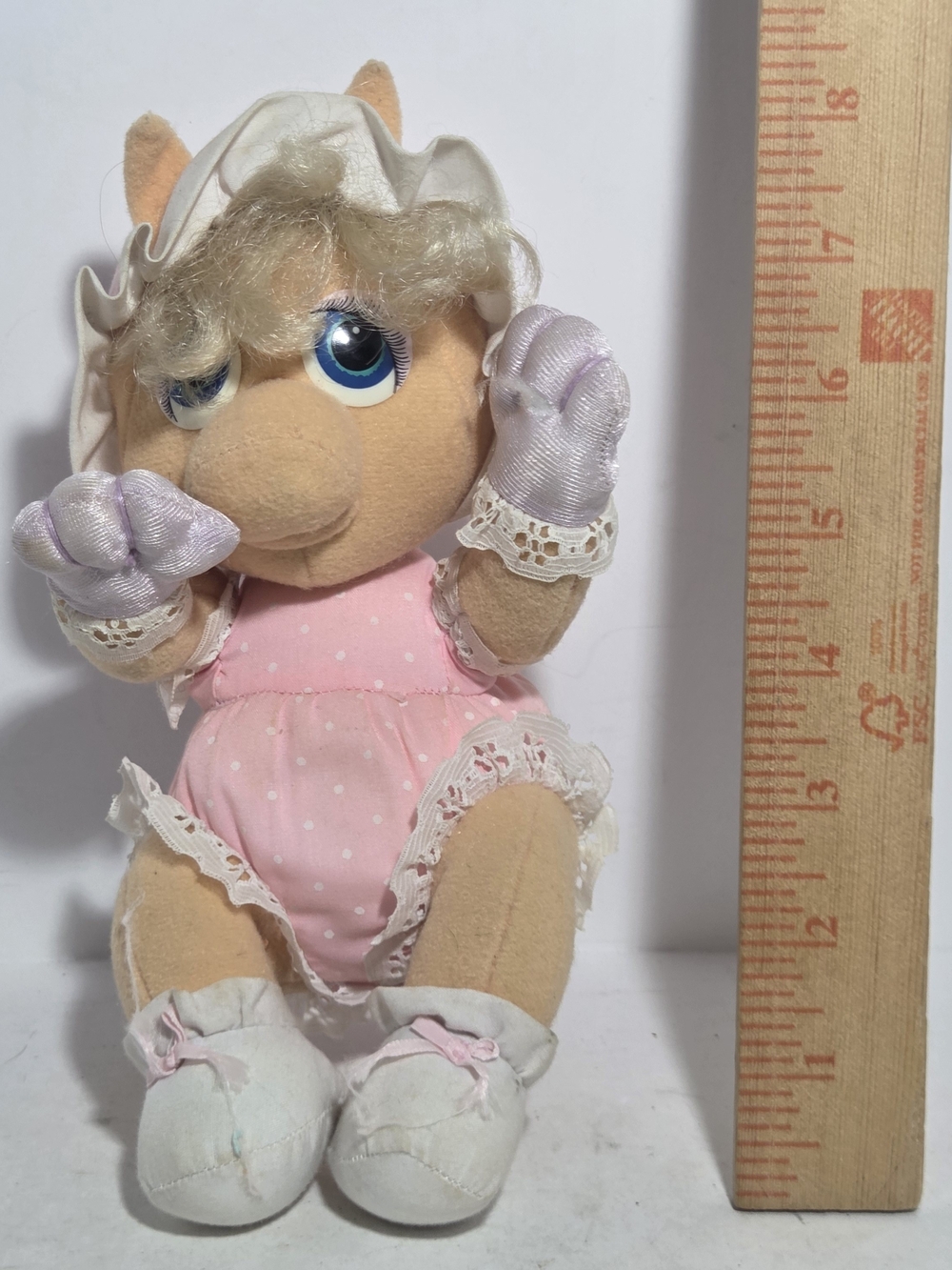 Vintage 1985 Muppet Babies Baby Miss Piggy Plush Doll Hasbro Aviva 11" Soft Toy